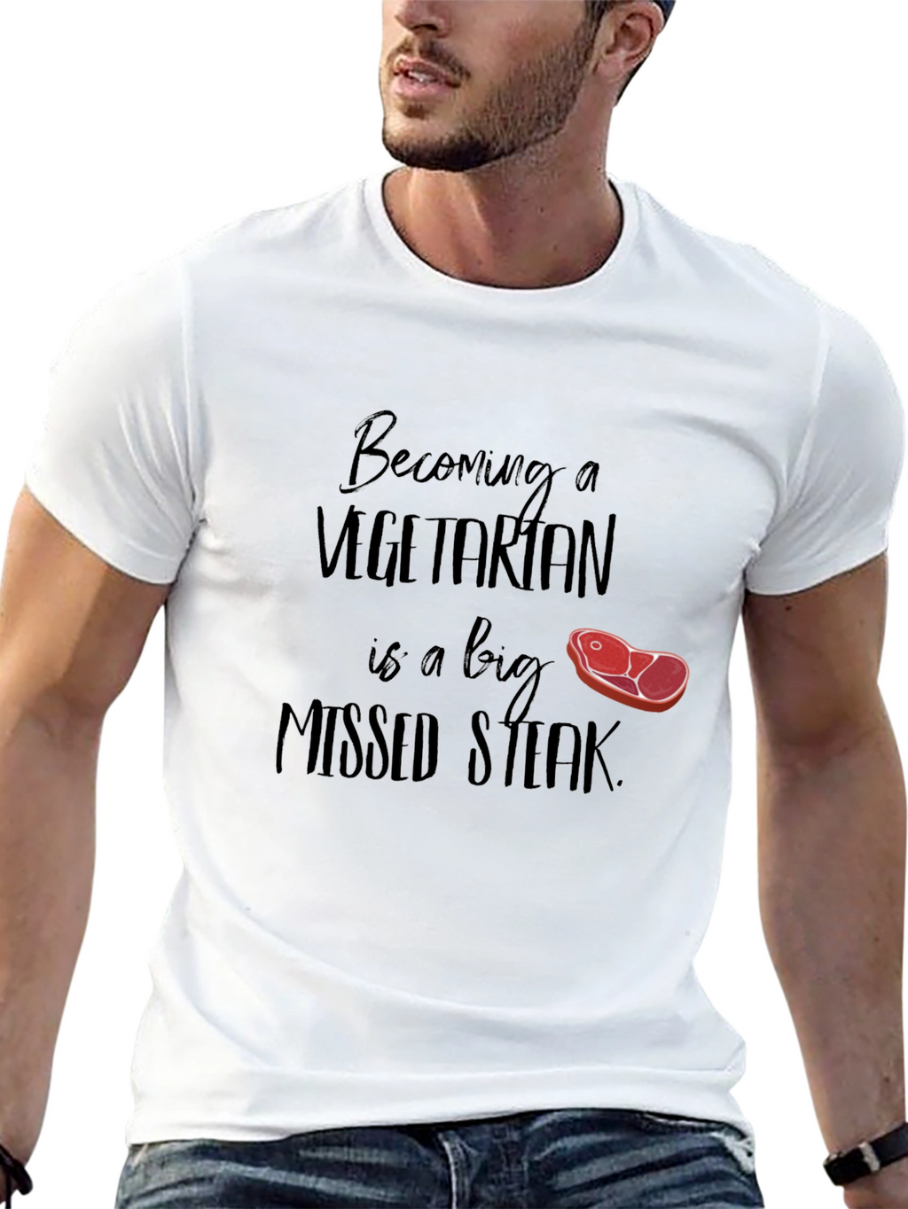 Funny Missed Steak Vegetarian T-Shirt