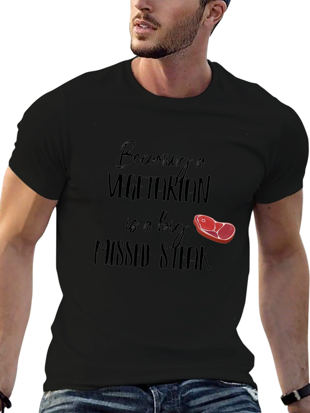 Funny Missed Steak Vegetarian T-Shirt