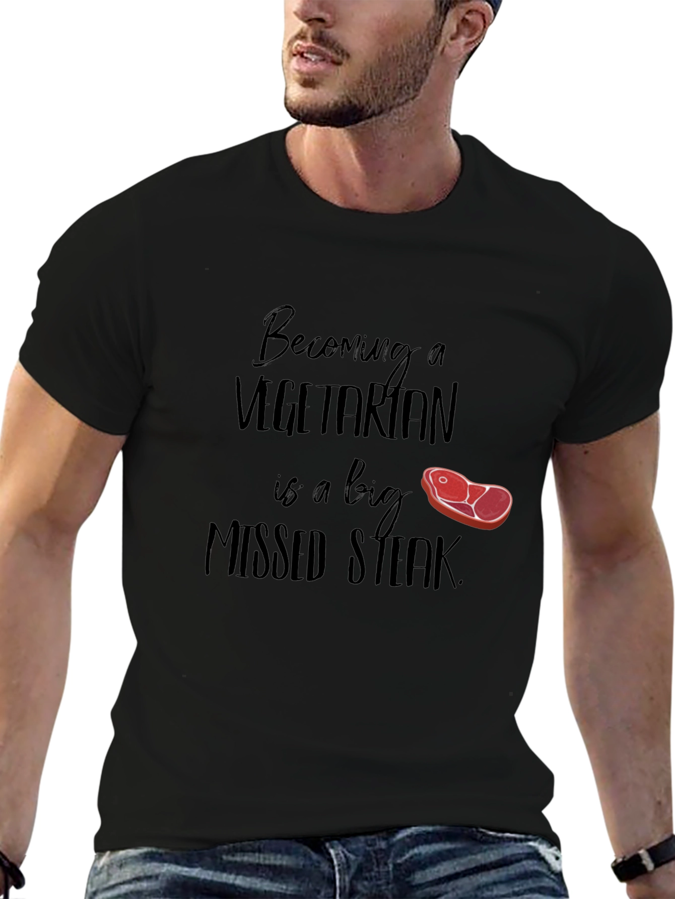 Funny Missed Steak Vegetarian T-Shirt