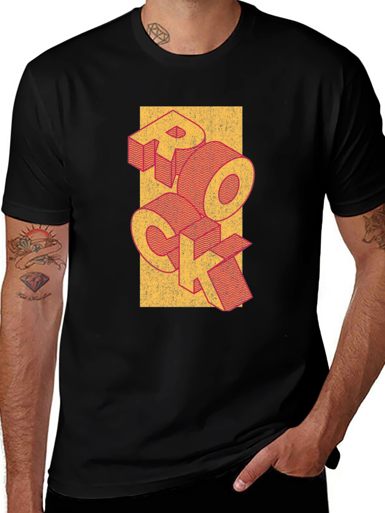 Retro Rock Graphic Tee - Vintage Style Black T-Shirt