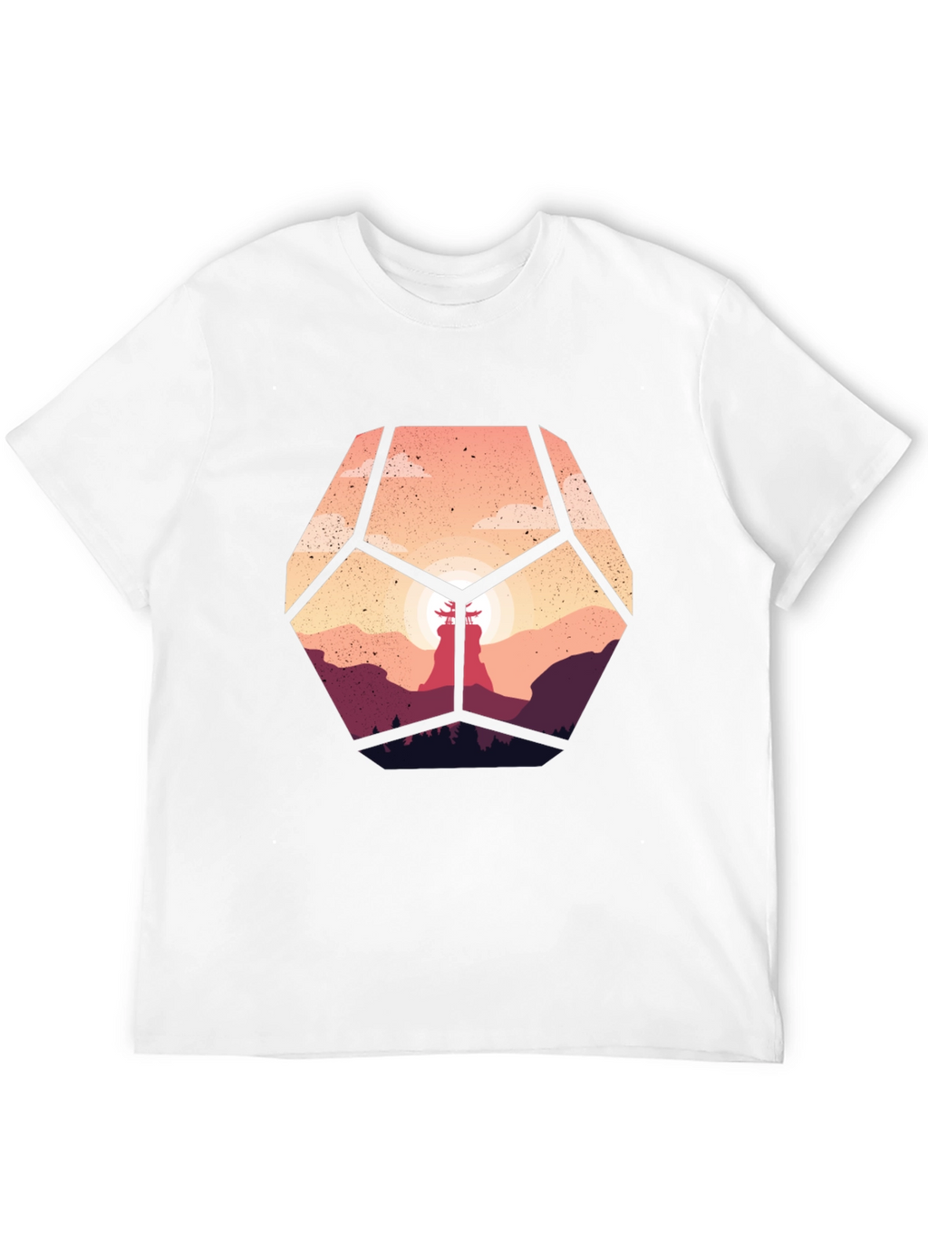 Geometric Sunset Graphic Tee - Stylish Mens Black T-Shirt
