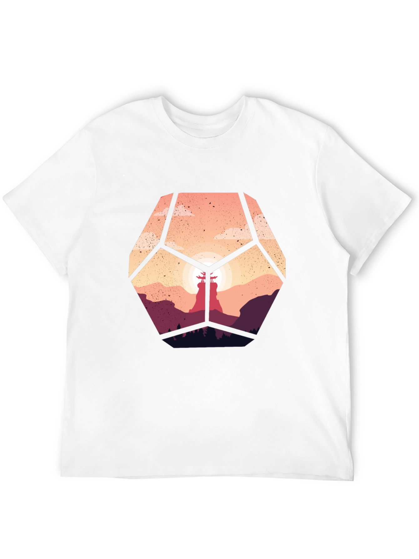 Geometric Sunset Graphic Tee - Stylish Mens Black T-Shirt