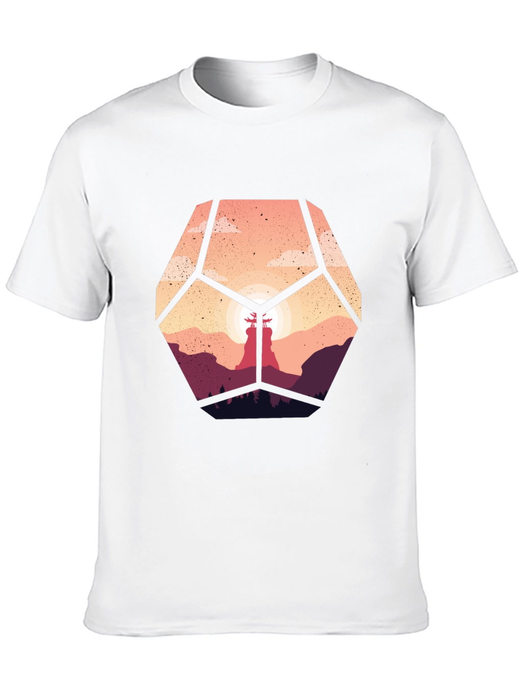 Geometric Sunset Graphic Tee - Stylish Mens Black T-Shirt