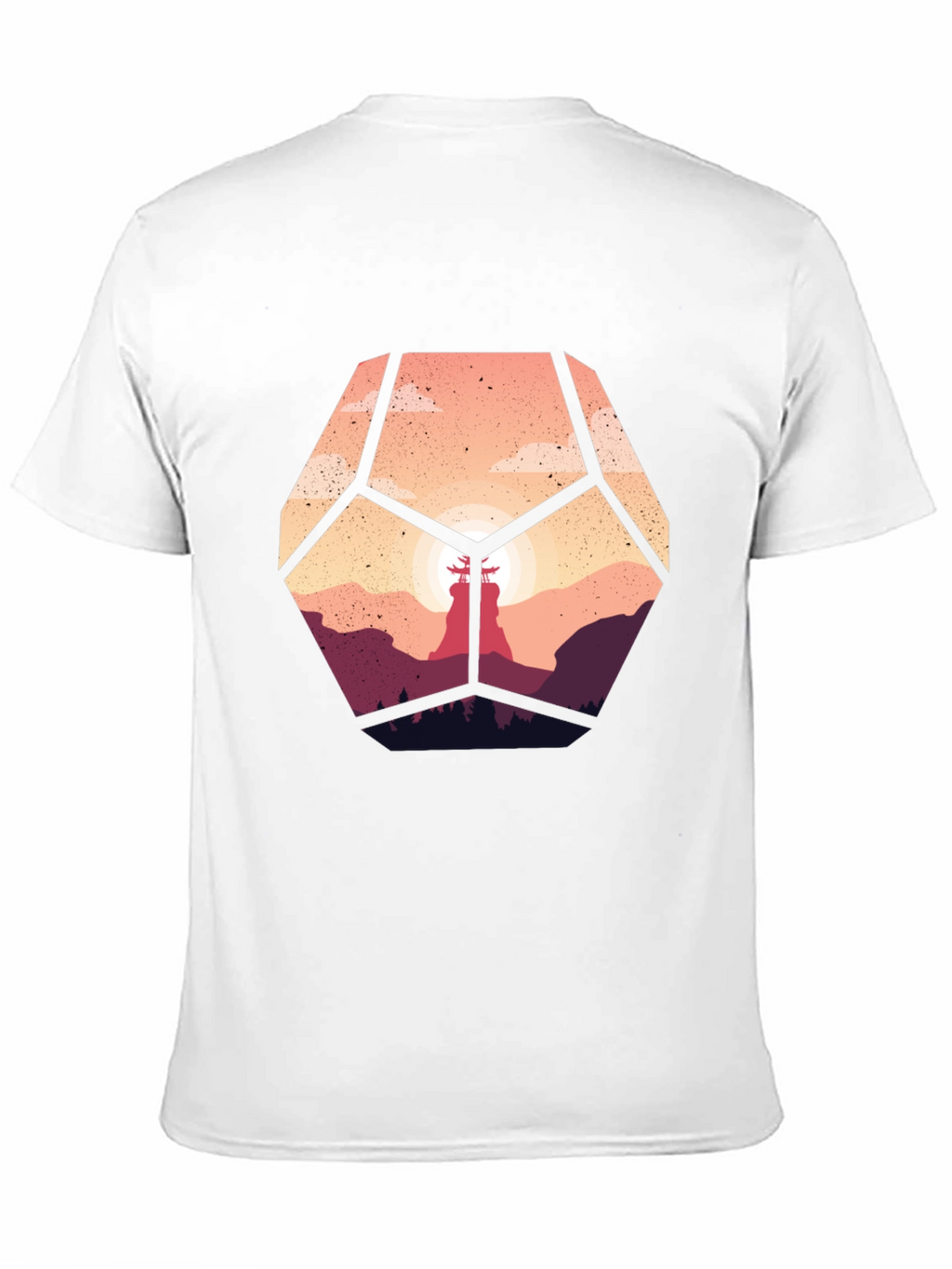 Geometric Sunset Graphic Tee - Stylish Mens Black T-Shirt