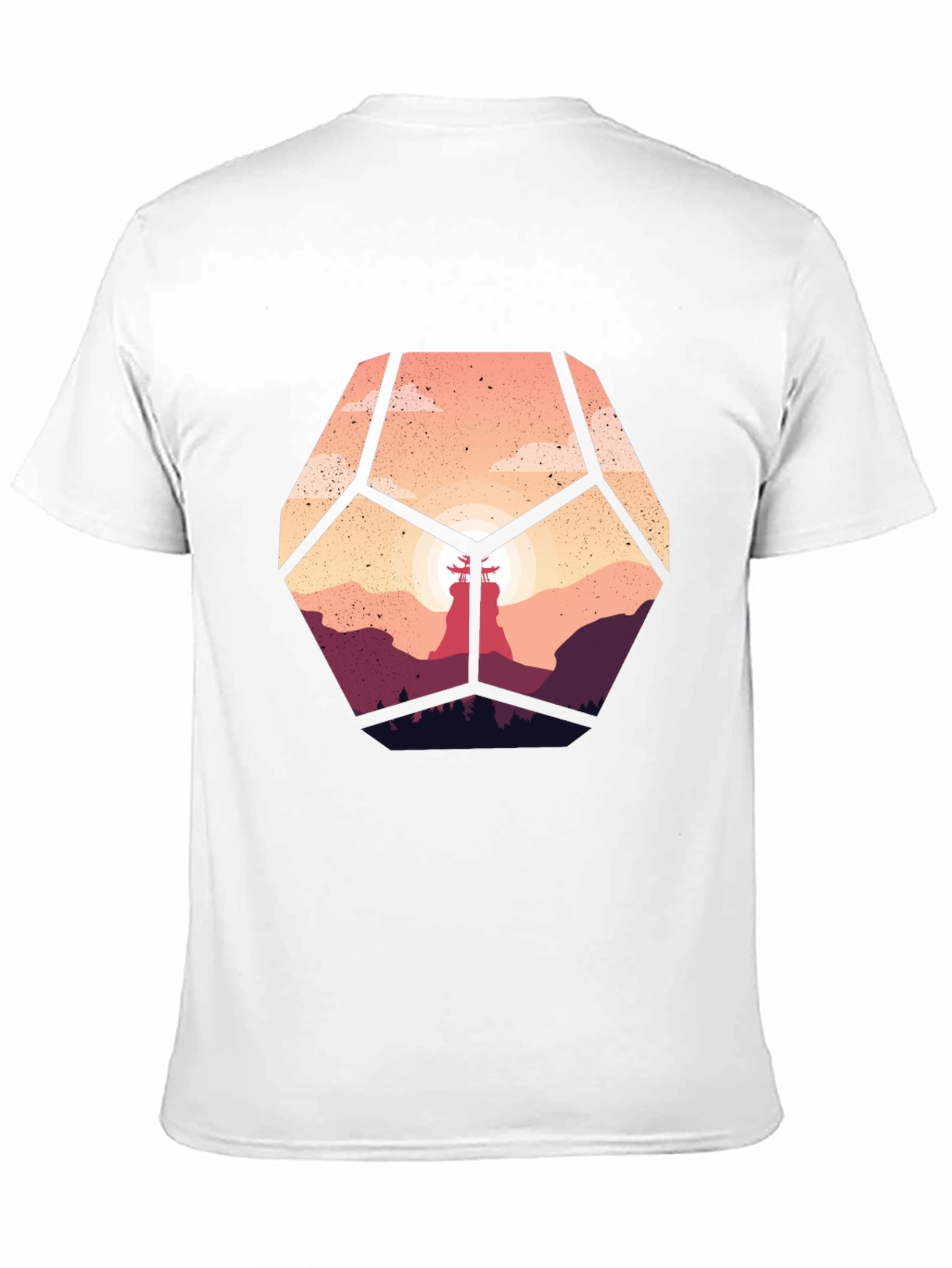 Geometric Sunset Graphic Tee - Stylish Mens Black T-Shirt