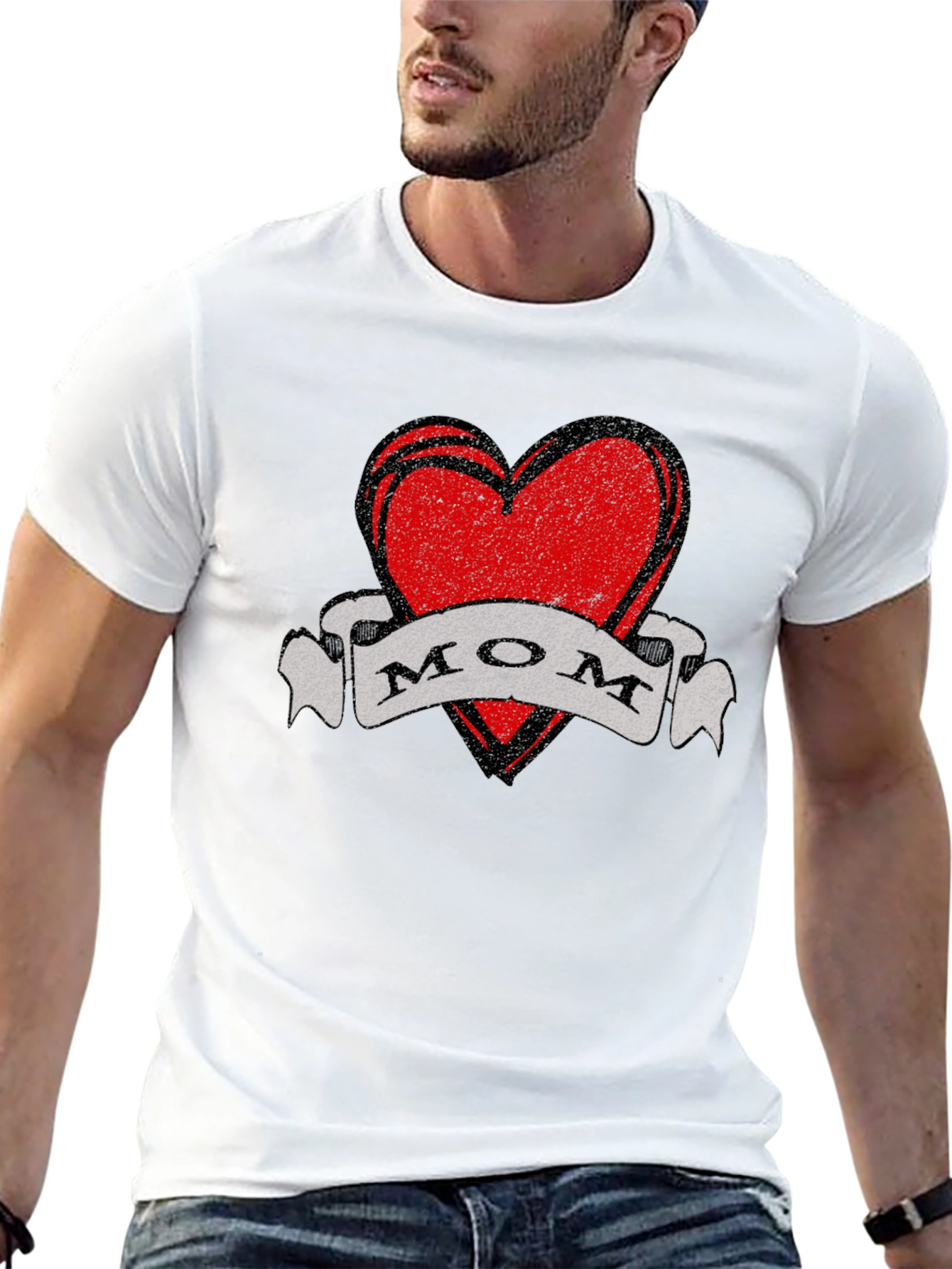 Mom Heart Tattoo Style Graphic T-Shirt