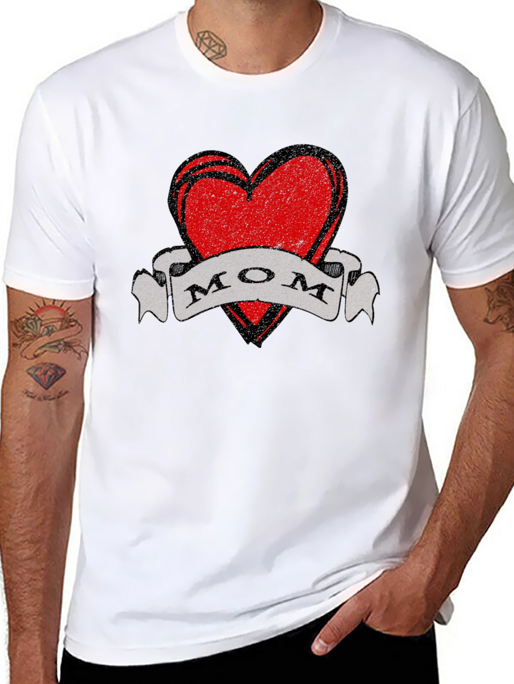 Mom Heart Tattoo Style Graphic T-Shirt