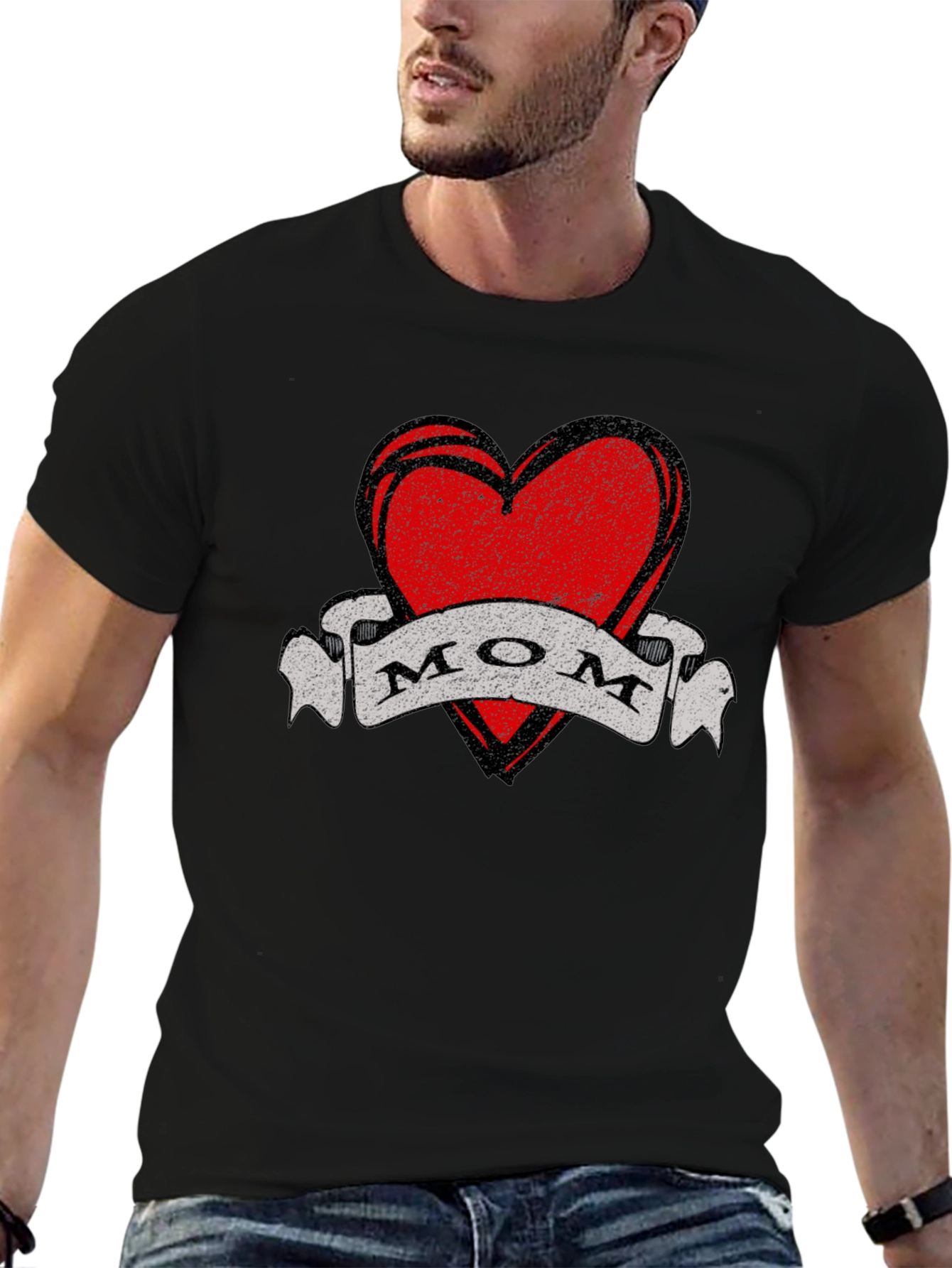 Mom Heart Tattoo Style Graphic T-Shirt