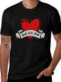 Mom Heart Tattoo Style Graphic T-Shirt