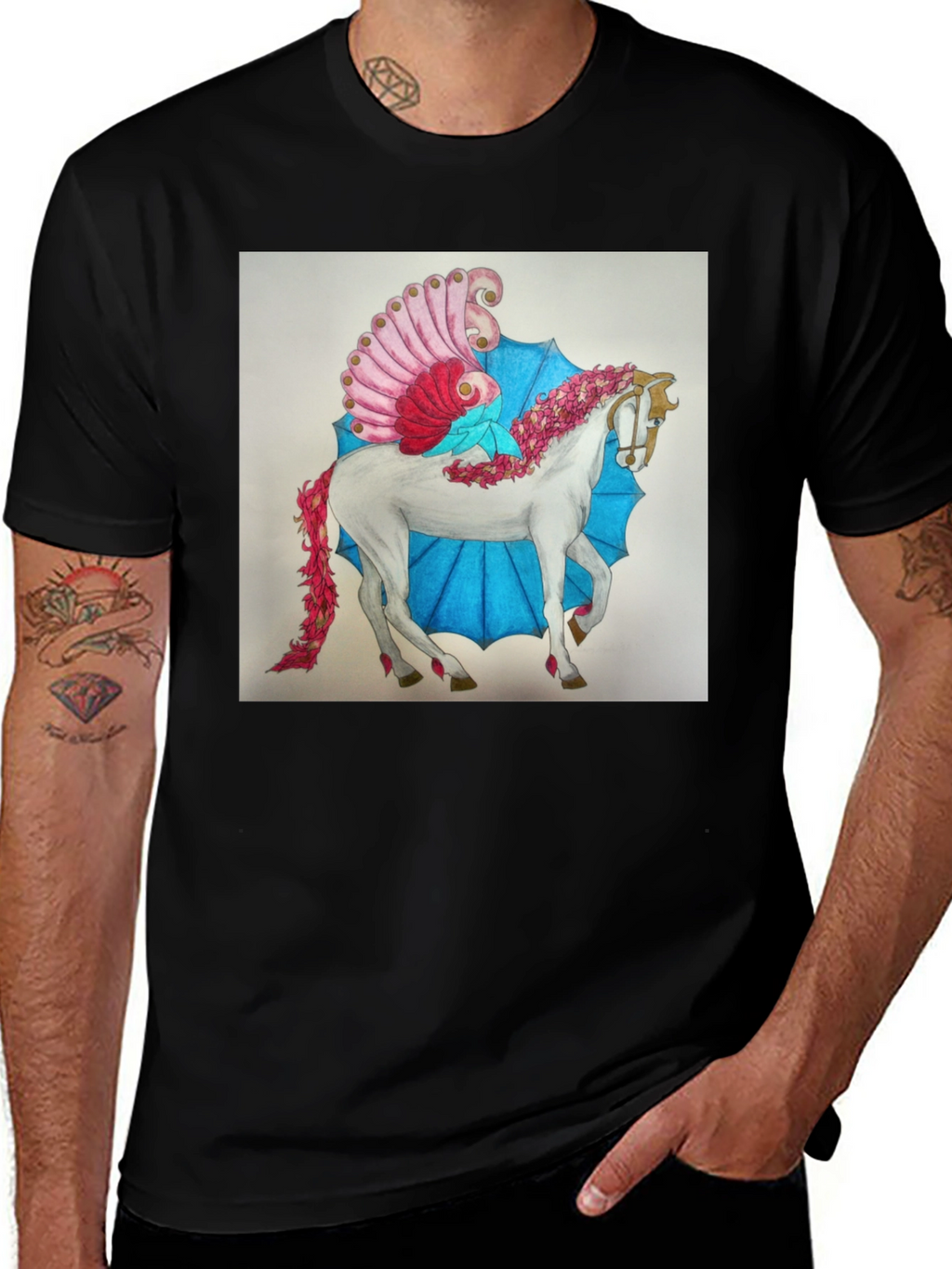 Fantasy Horse Graphic Tee - Black
