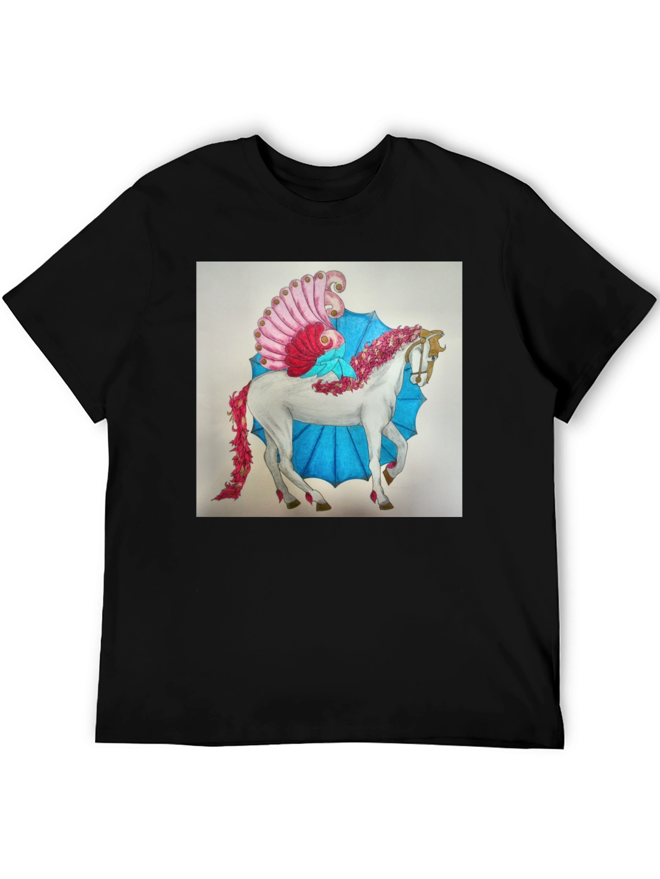 Fantasy Horse Graphic Tee - Black