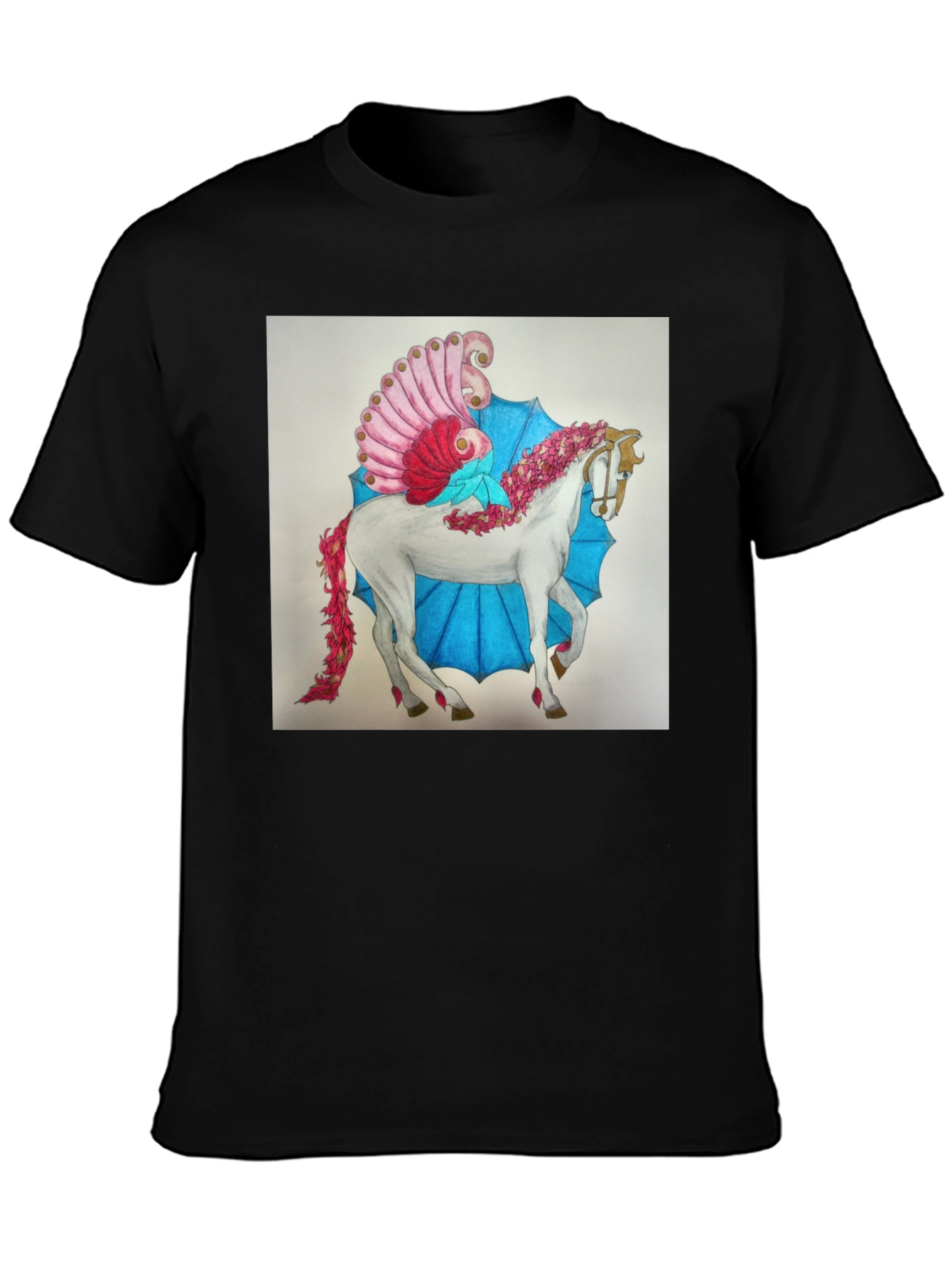 Fantasy Horse Graphic Tee - Black