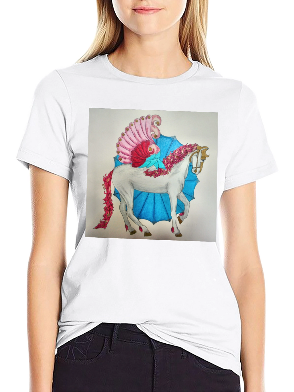 Fantasy Horse Graphic Tee - Black