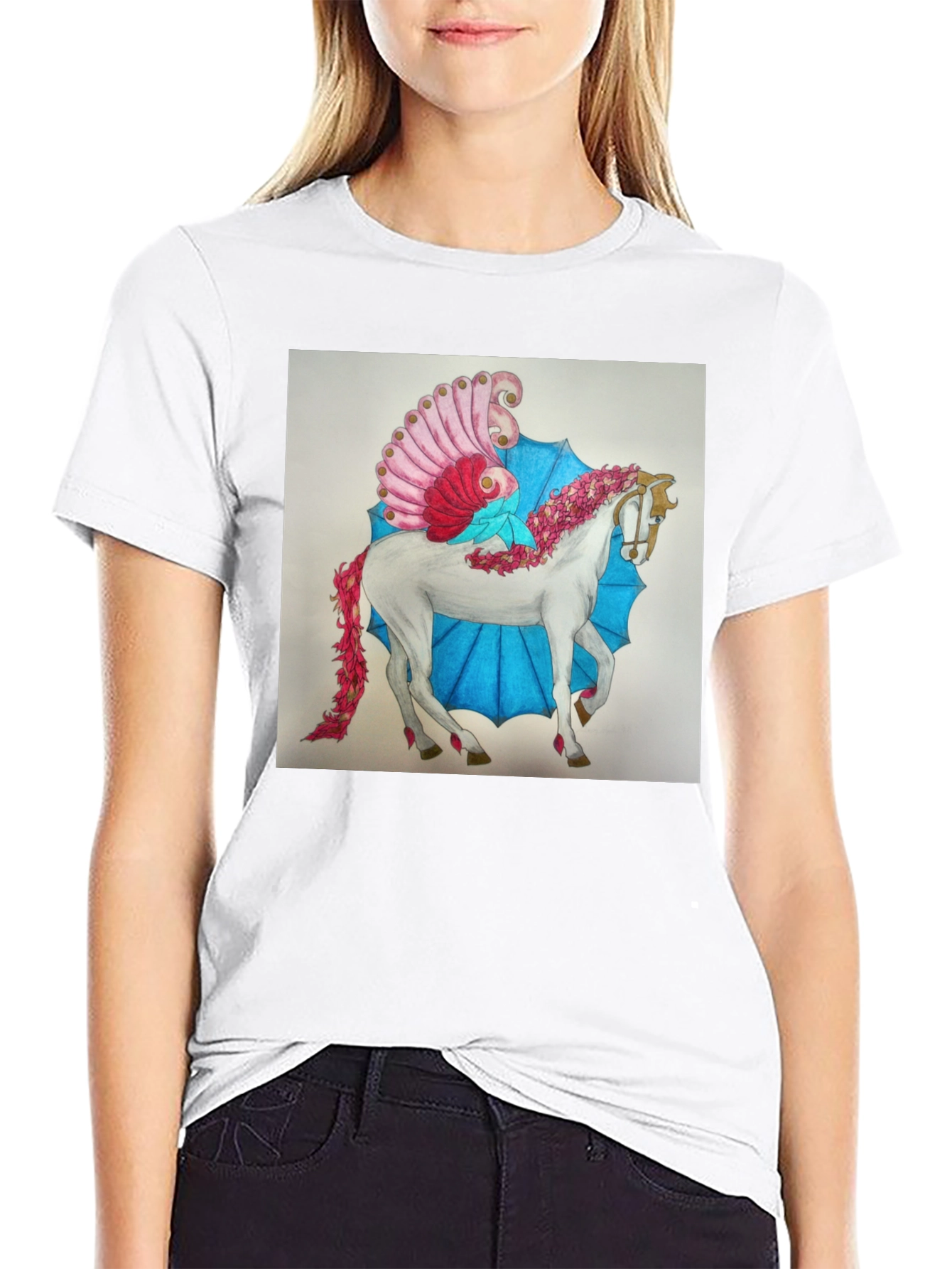 Fantasy Horse Graphic Tee - Black
