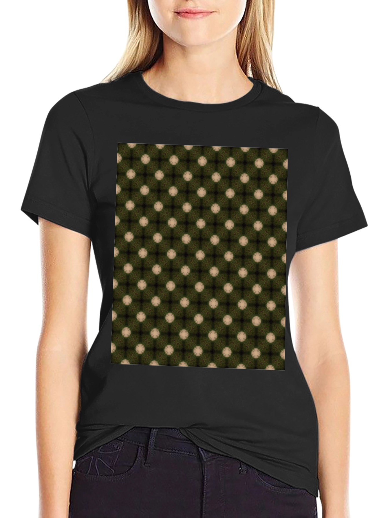 Patterned Crew Neck T-Shirt