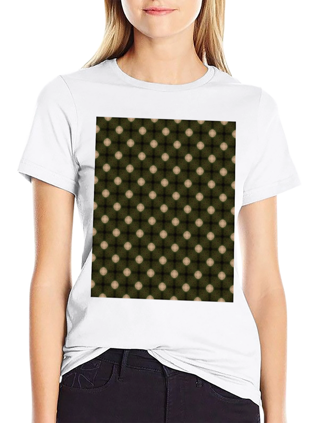 Patterned Crew Neck T-Shirt