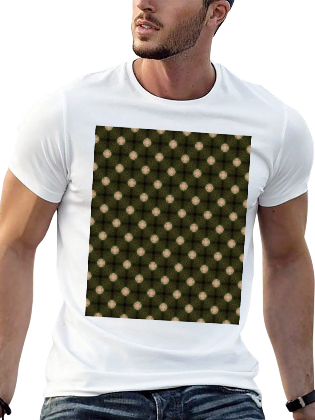 Patterned Crew Neck T-Shirt