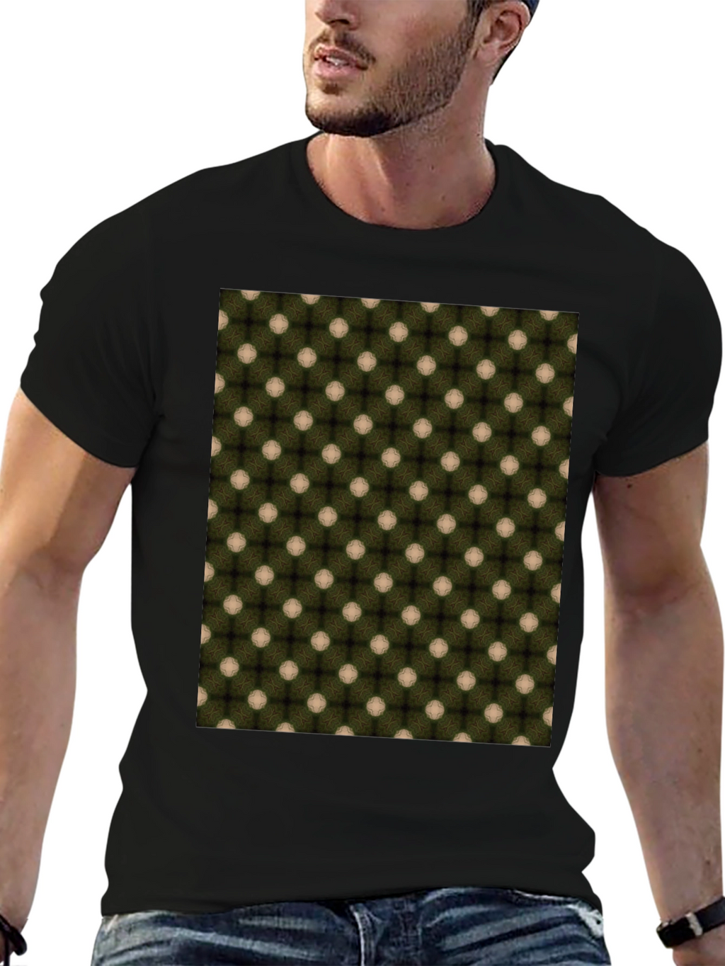 Patterned Crew Neck T-Shirt