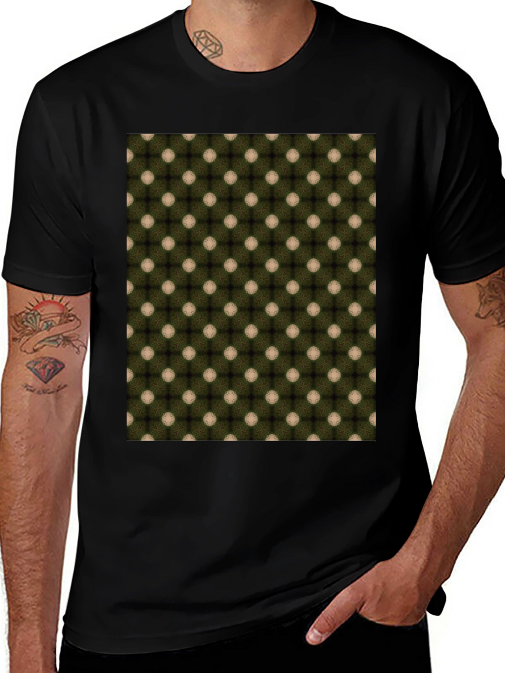Patterned Crew Neck T-Shirt