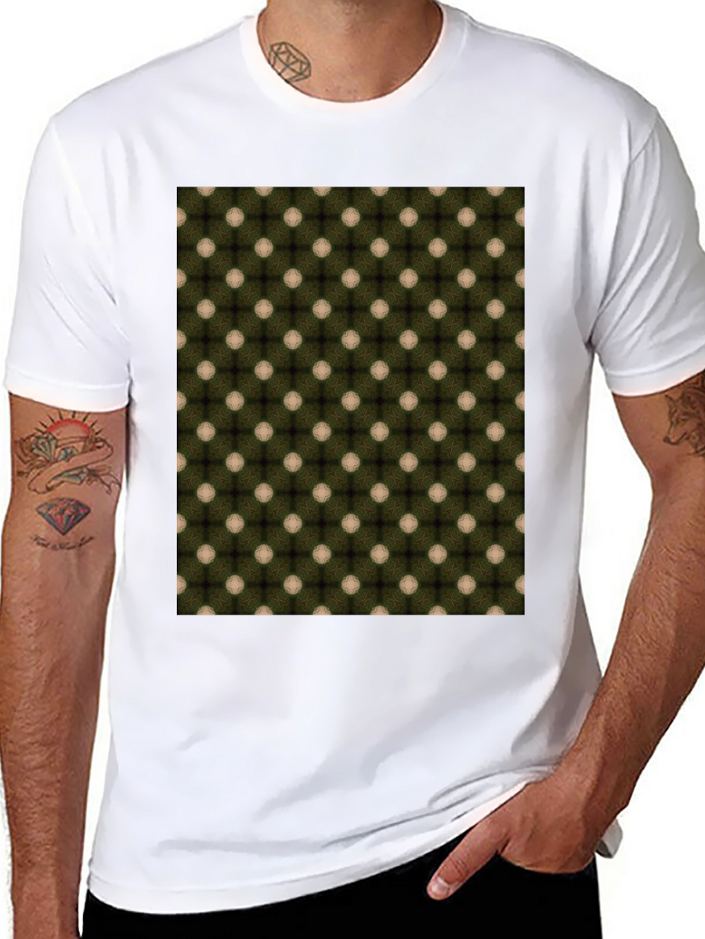 Patterned Crew Neck T-Shirt