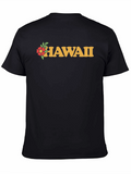 Hawaii Floral Graphic Black T-Shirt