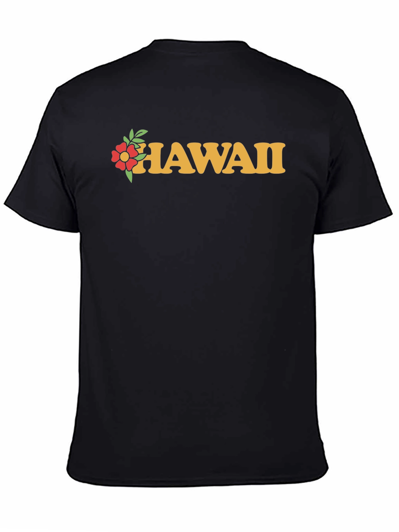 Hawaii Floral Graphic Black T-Shirt