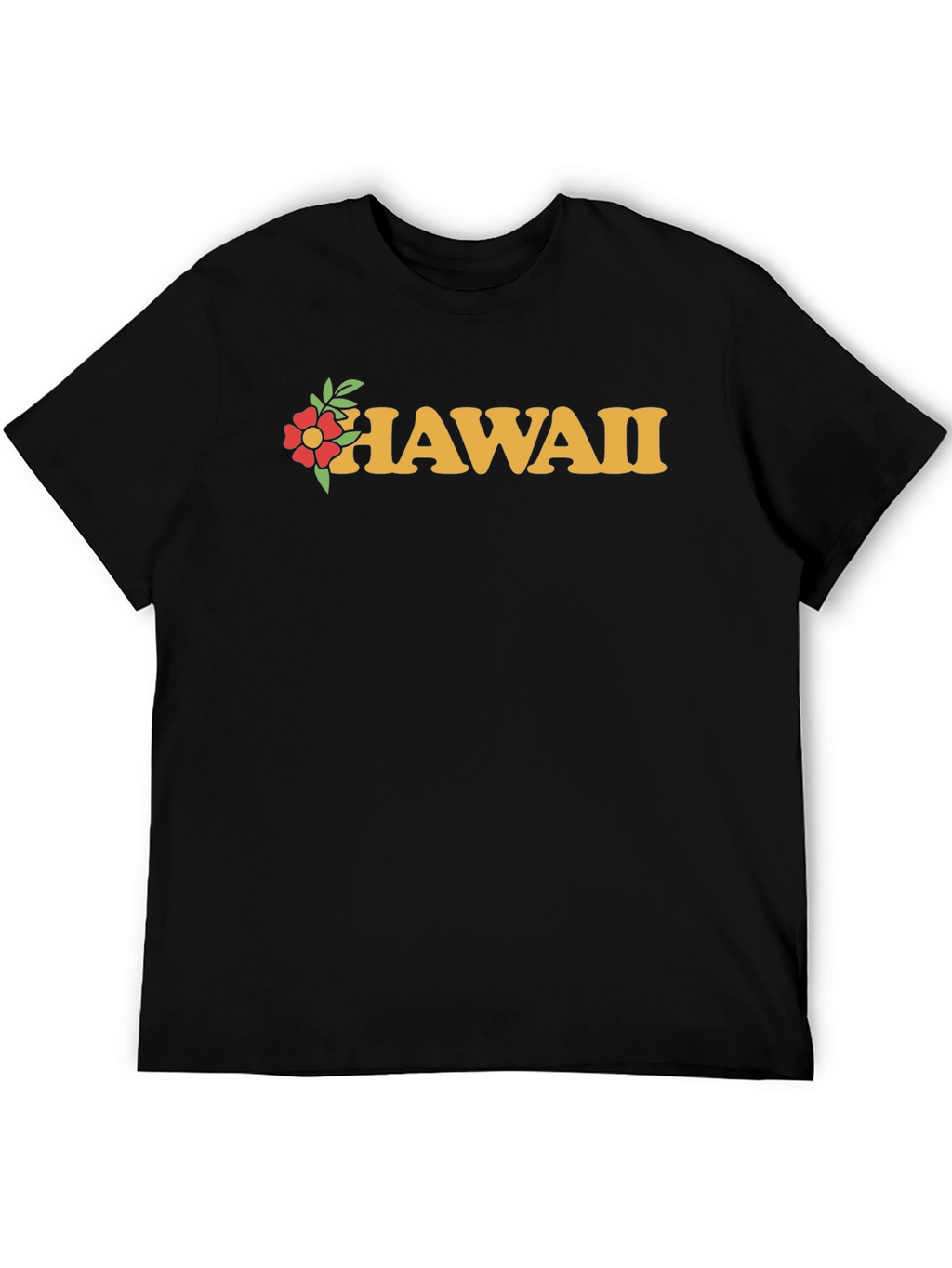 Hawaii Floral Graphic Black T-Shirt