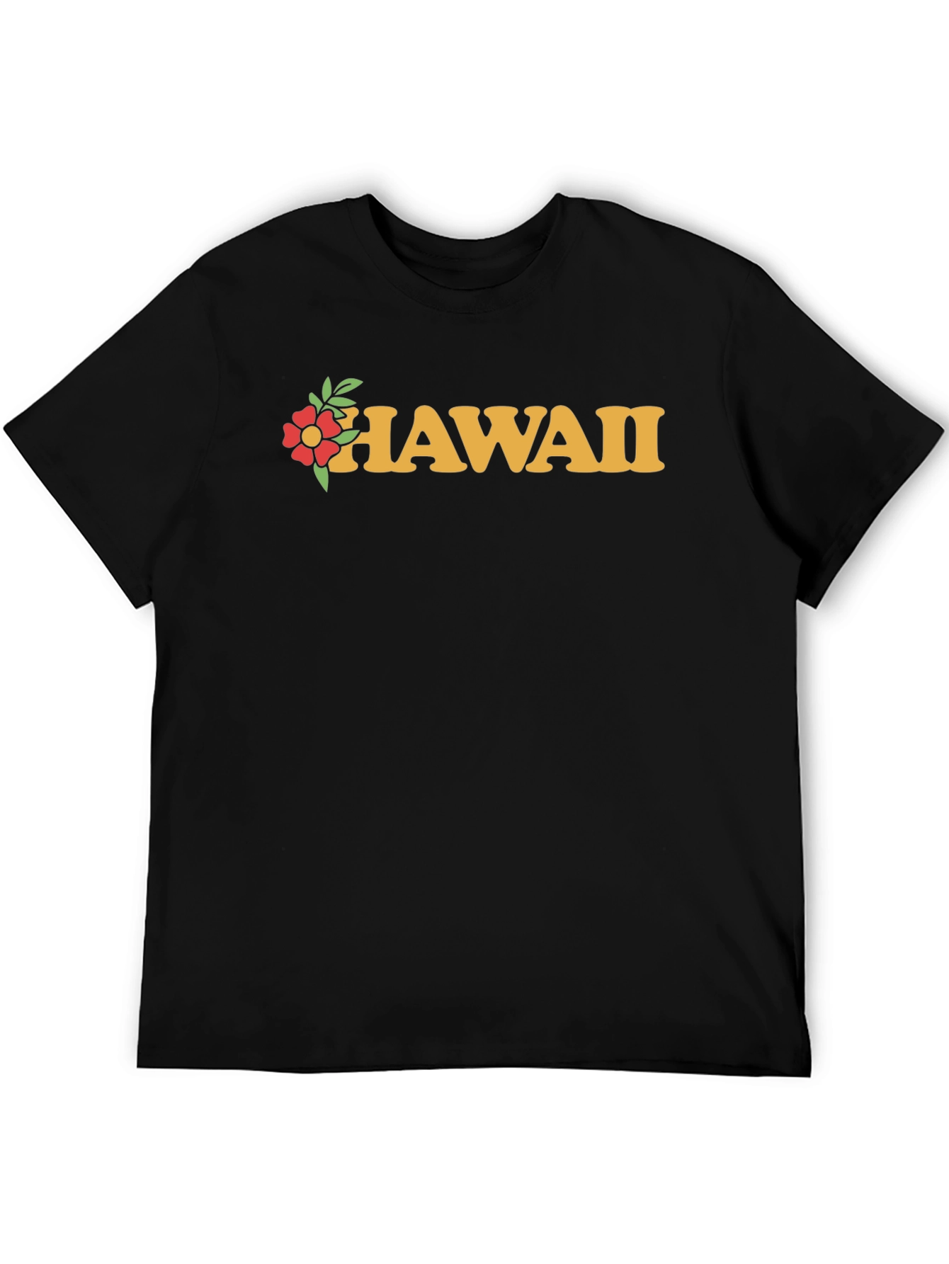 Hawaii Floral Graphic Black T-Shirt