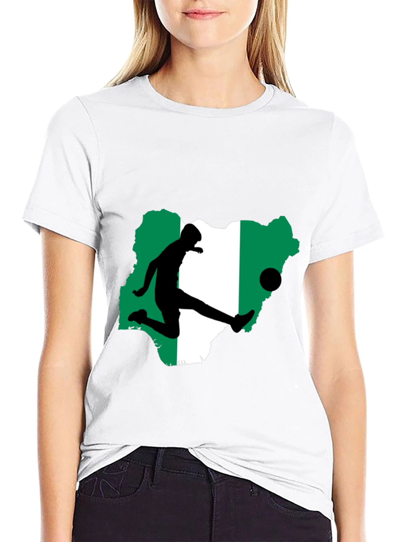 Nigeria Soccer T-Shirt - Black Graphic Tee