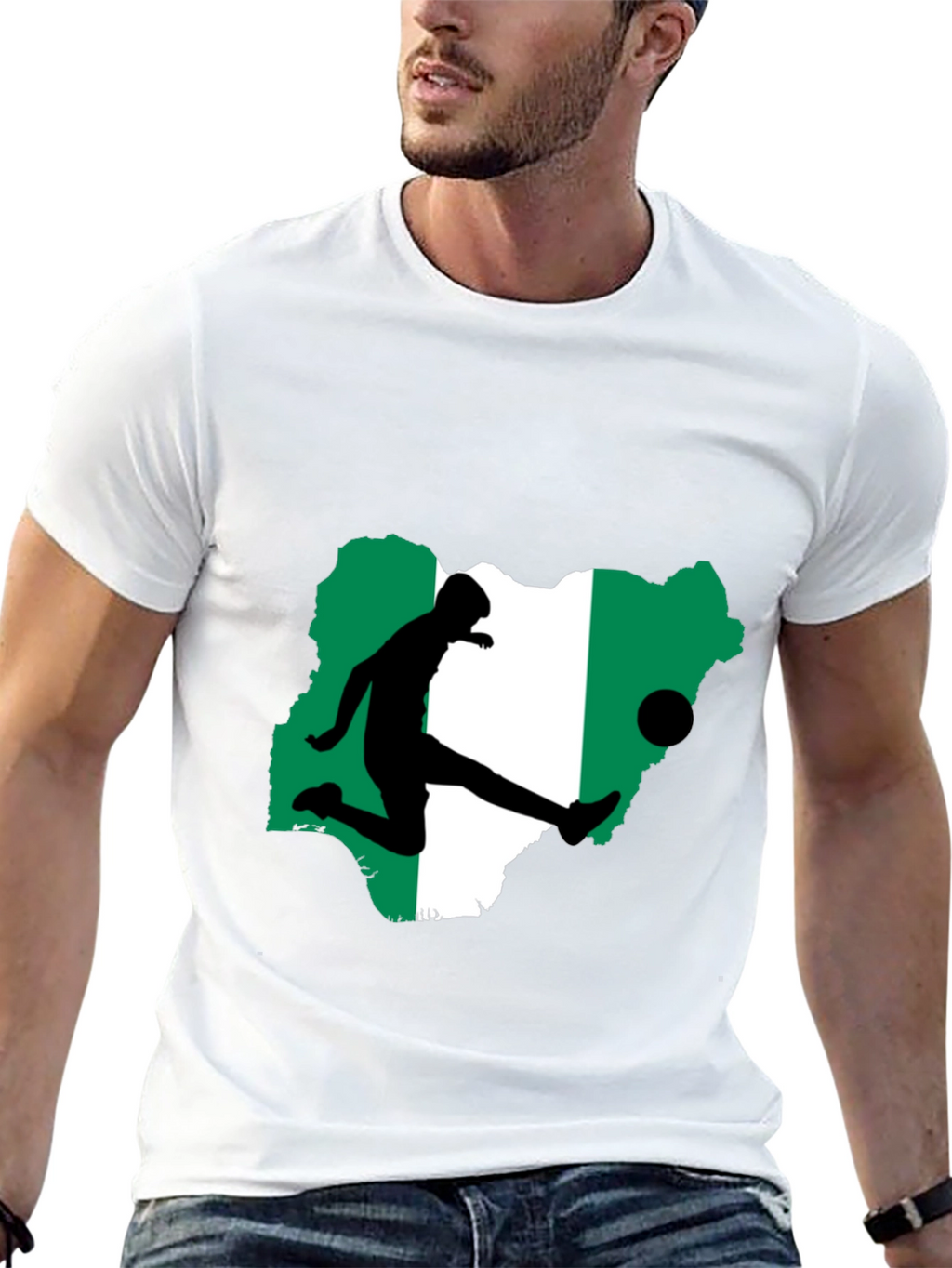 Nigeria Soccer T-Shirt - Black Graphic Tee