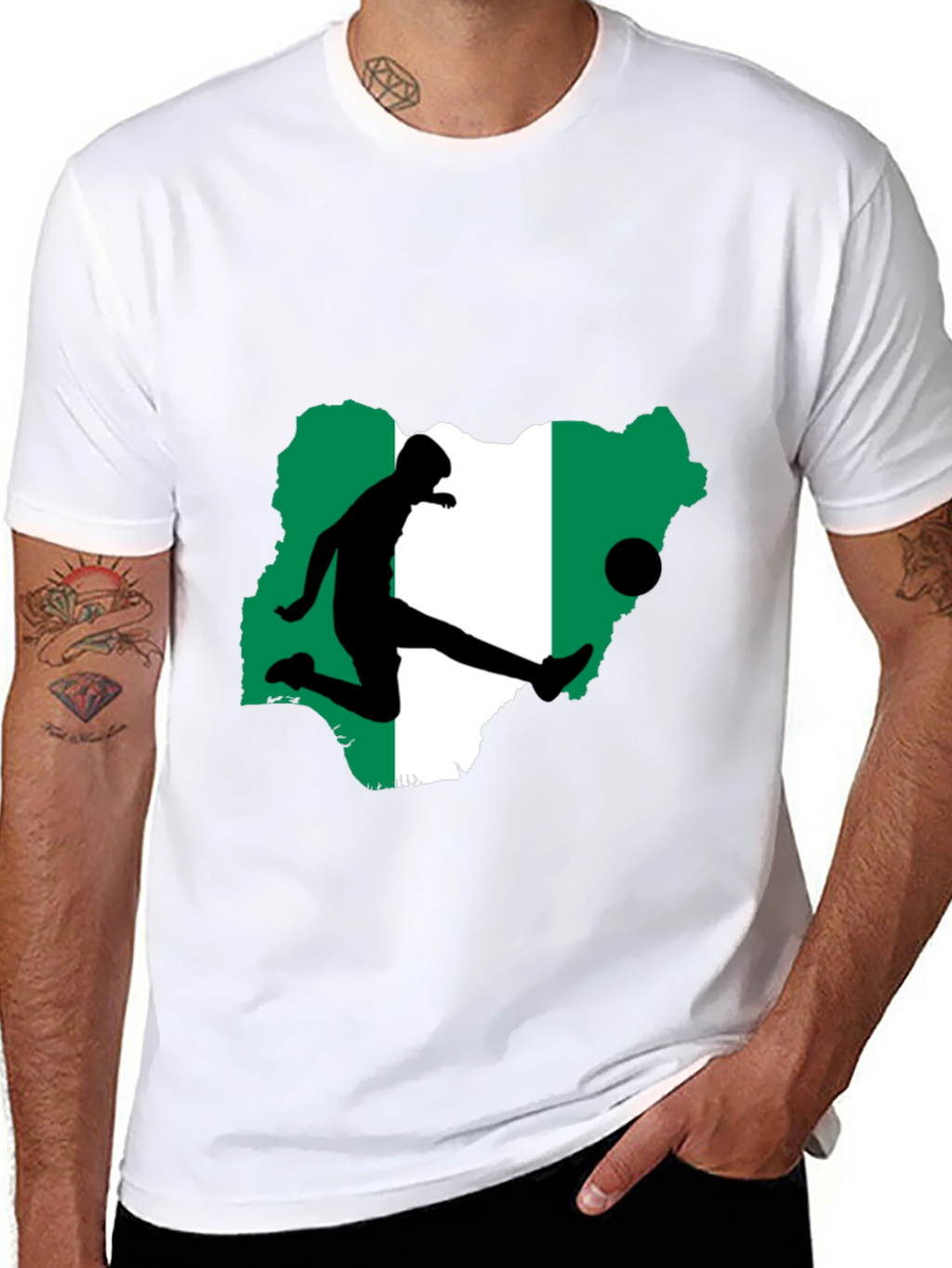 Nigeria Soccer T-Shirt - Black Graphic Tee