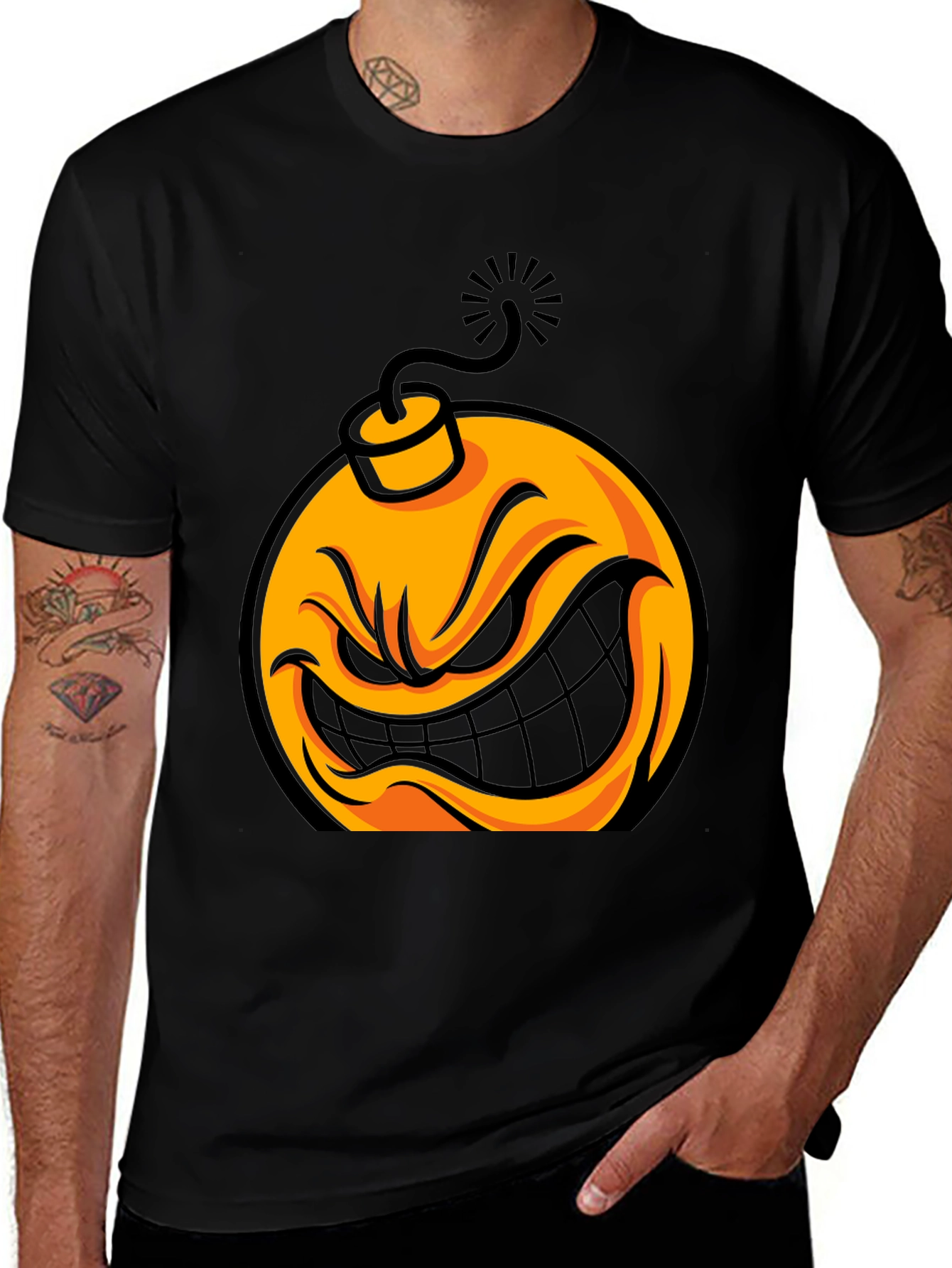 Angry Bomb Graphic T-Shirt - Mens Black Tee
