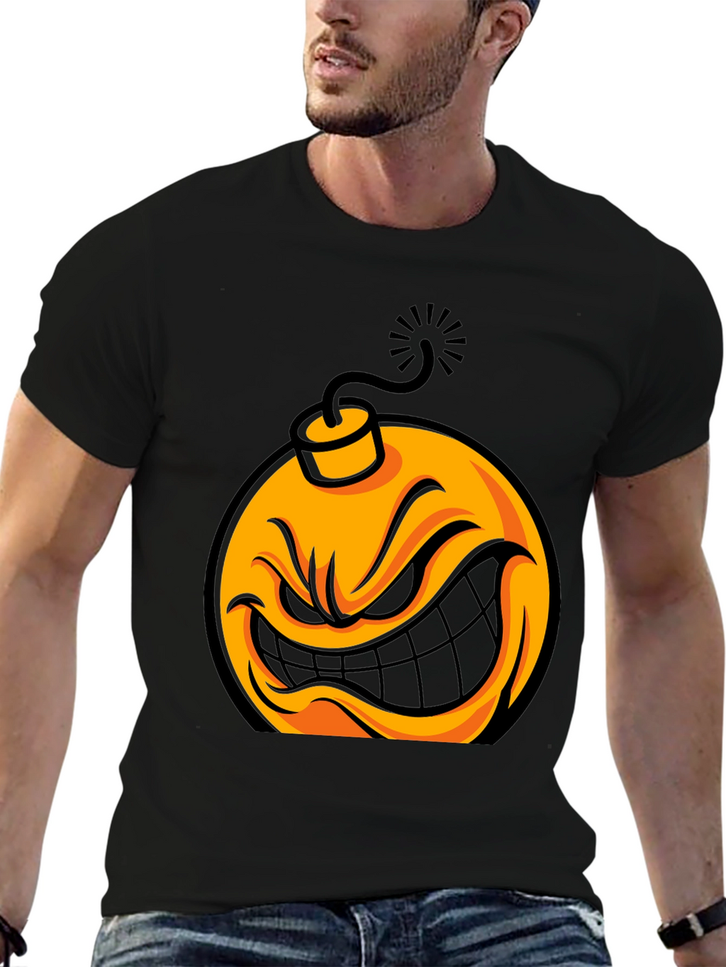 Angry Bomb Graphic T-Shirt - Mens Black Tee