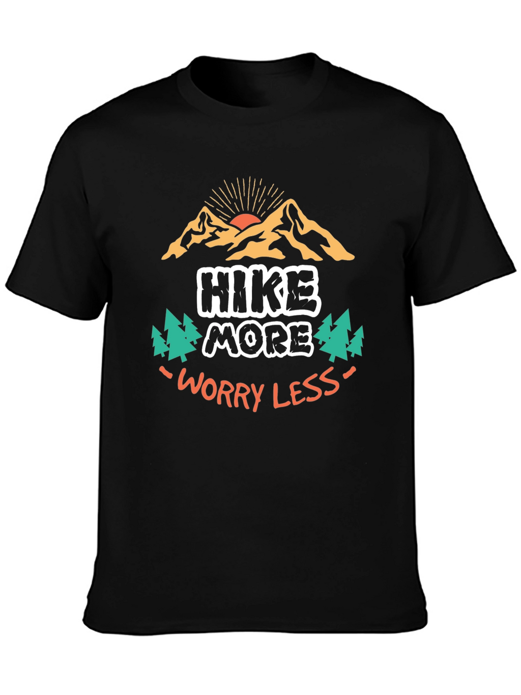 Hike More Worry Less Black Graphic Tee
