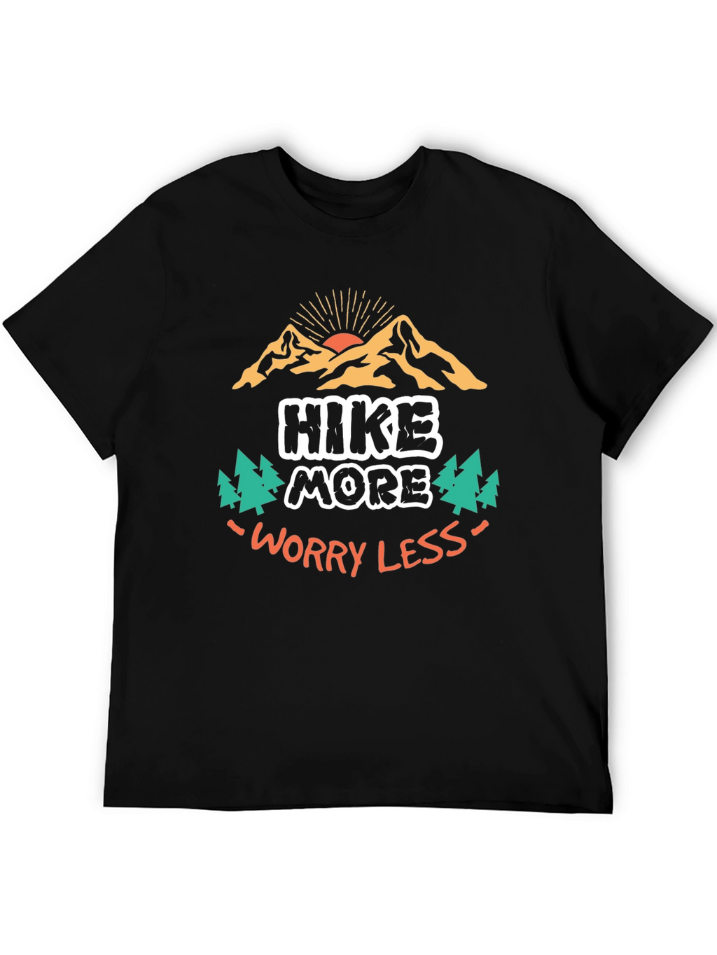 Hike More Worry Less Black Graphic Tee
