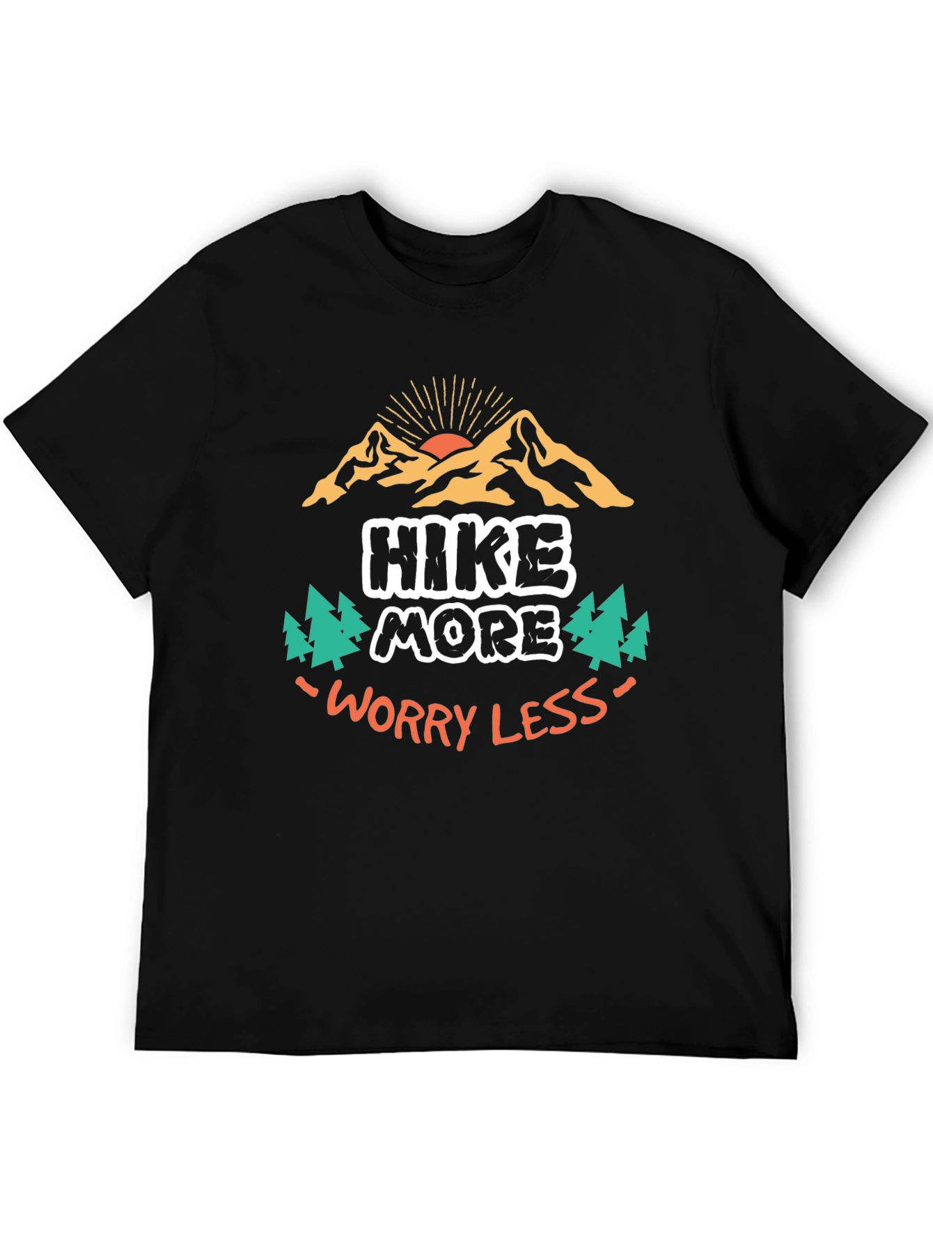 Hike More Worry Less Black Graphic Tee