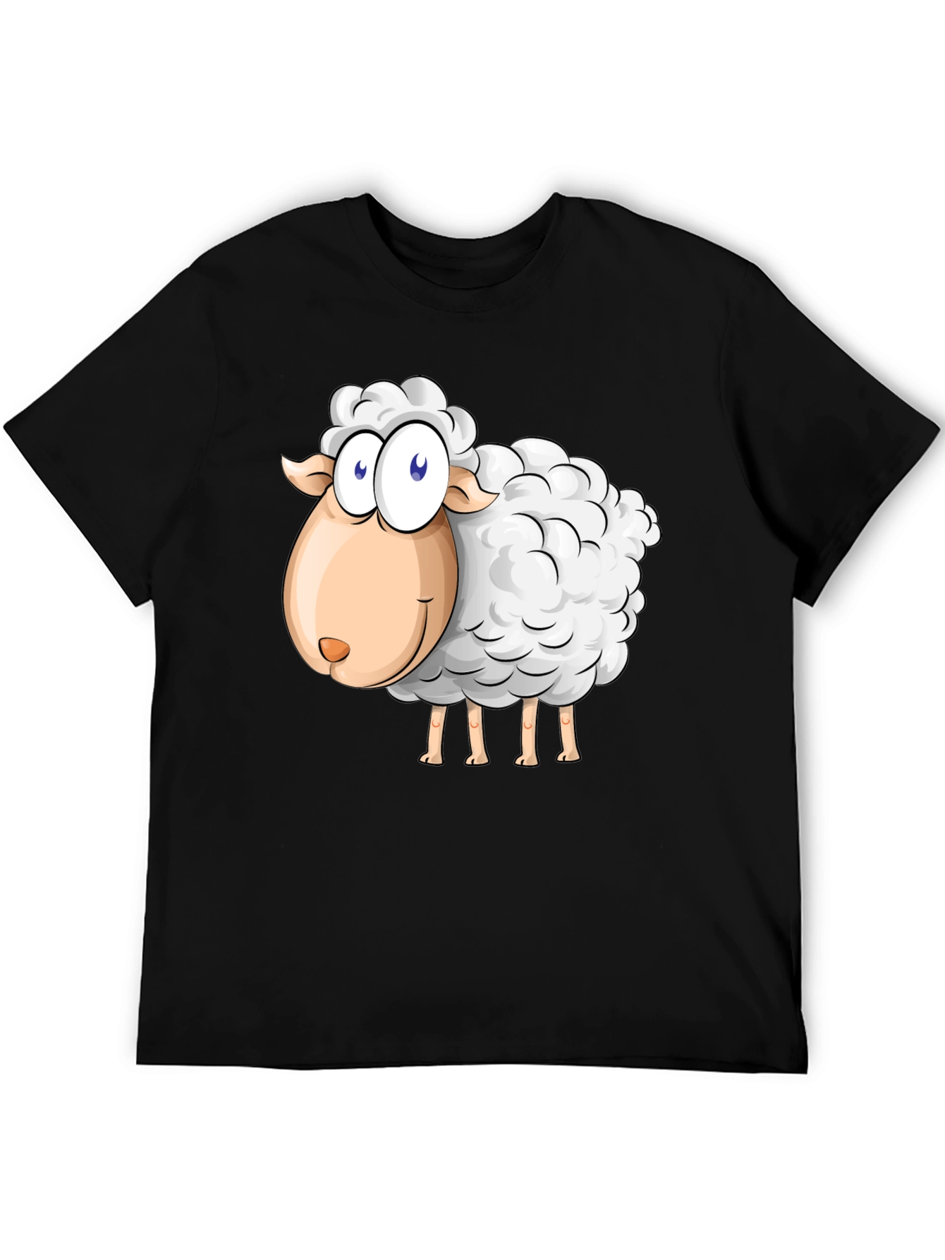 Cartoon Sheep Graphic Black T-Shirt