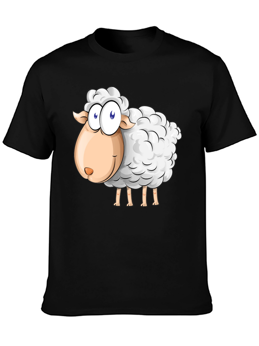 Cartoon Sheep Graphic Black T-Shirt