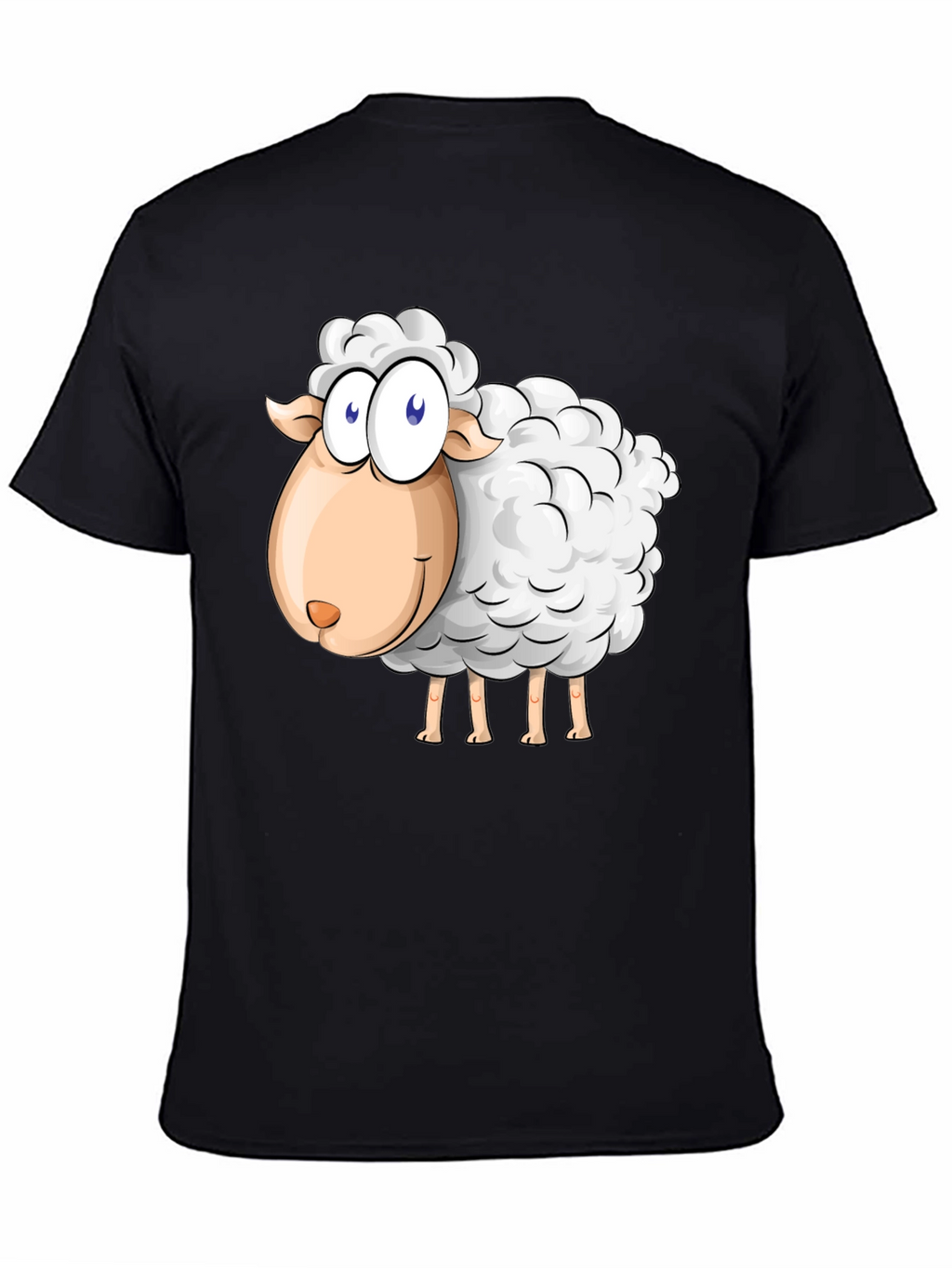 Cartoon Sheep Graphic Black T-Shirt