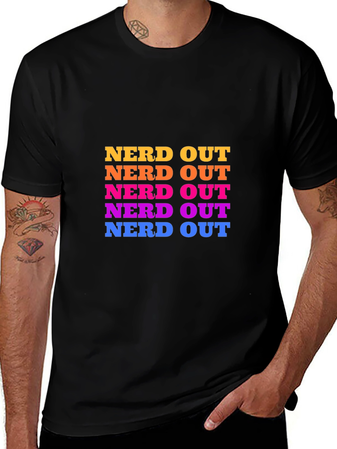 Nerd Out Colorful Stacked Graphic T-Shirt