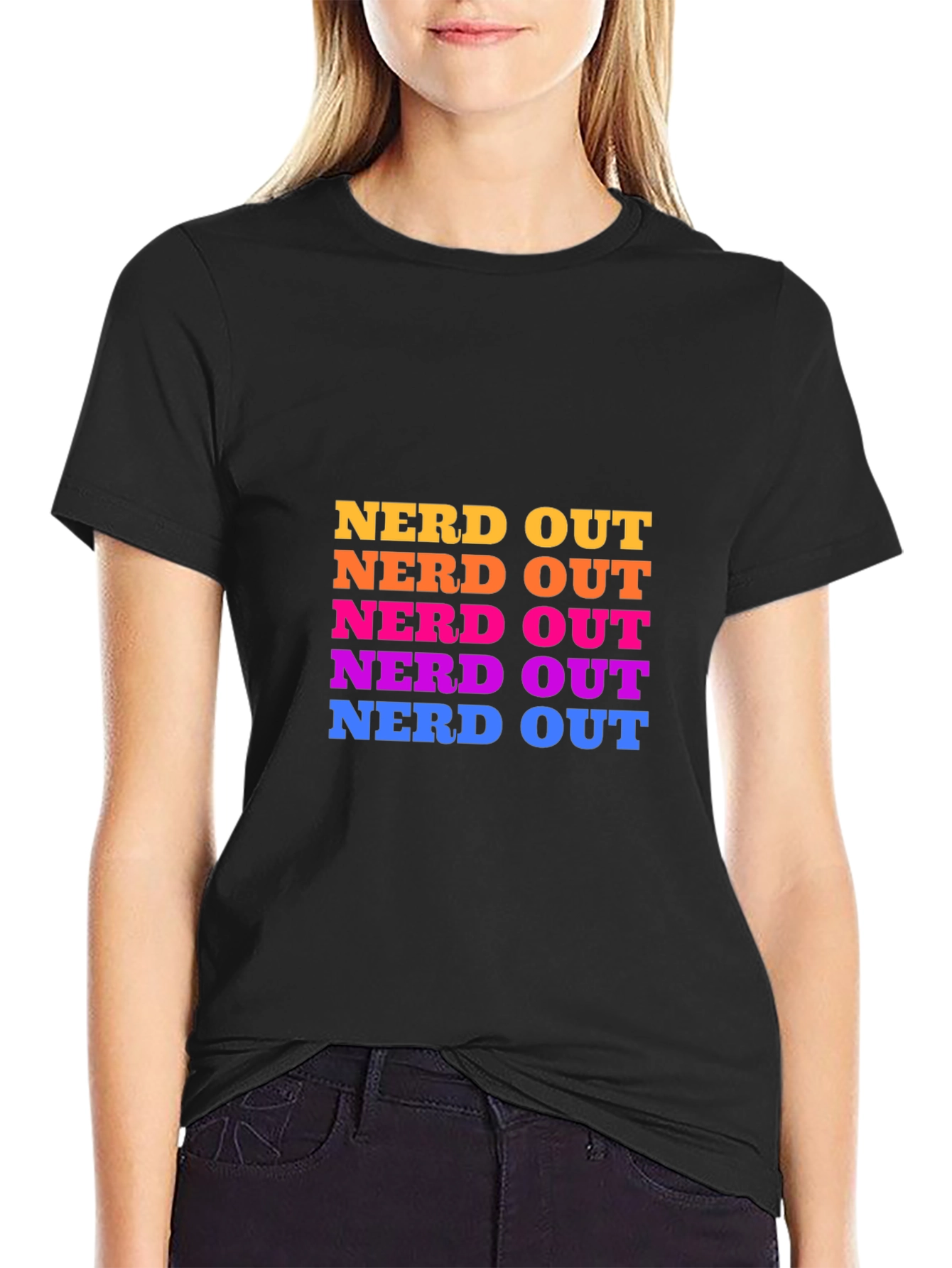 Nerd Out Colorful Stacked Graphic T-Shirt