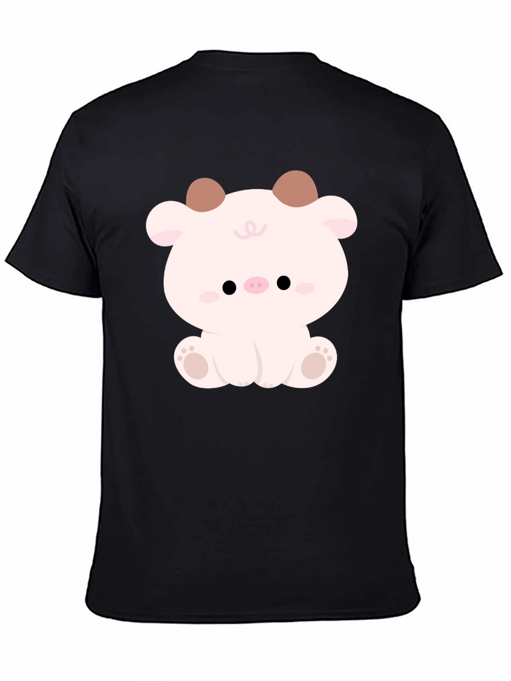 Cute Cartoon Animal Graphic Black T-Shirt