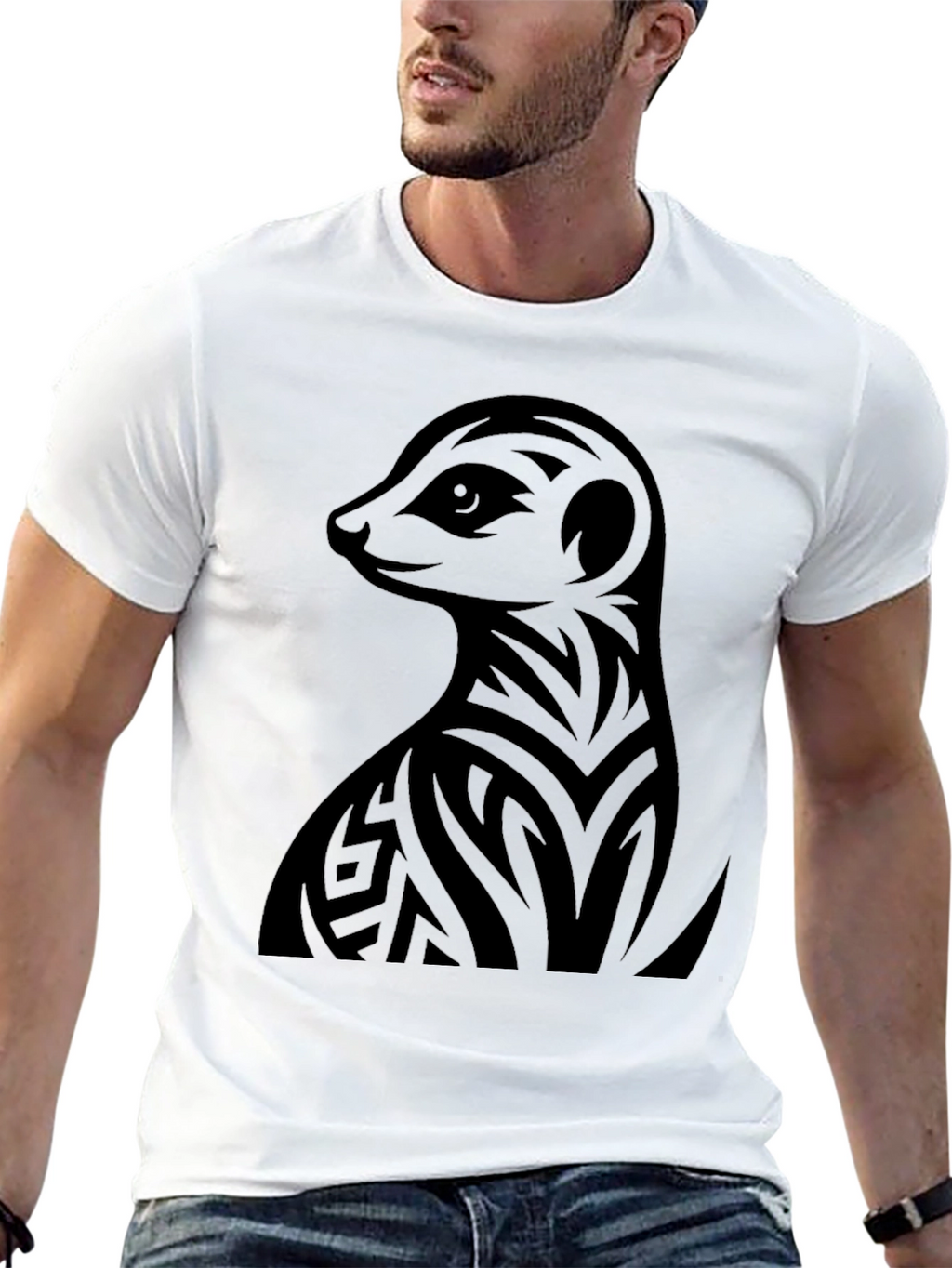 Meerkat Tribal Tattoo Graphic Tee - Black
