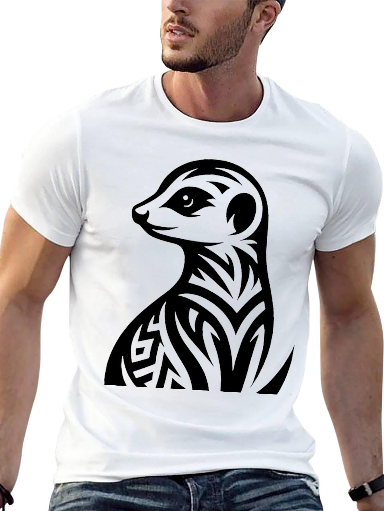 Meerkat Tribal Tattoo Graphic Tee - Black