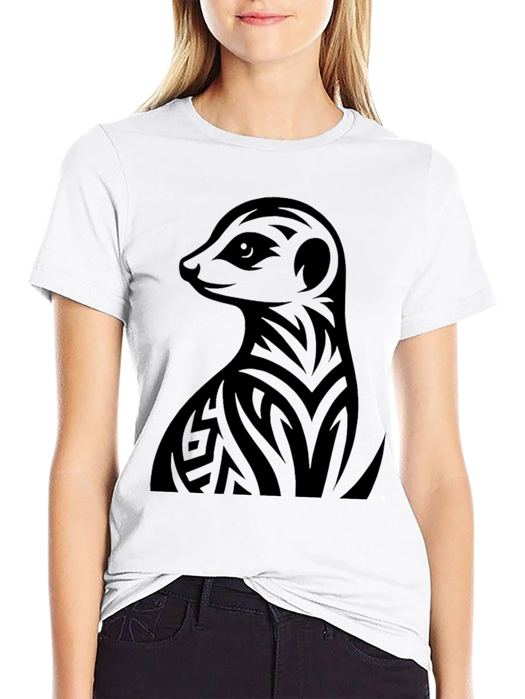 Meerkat Tribal Tattoo Graphic Tee - Black