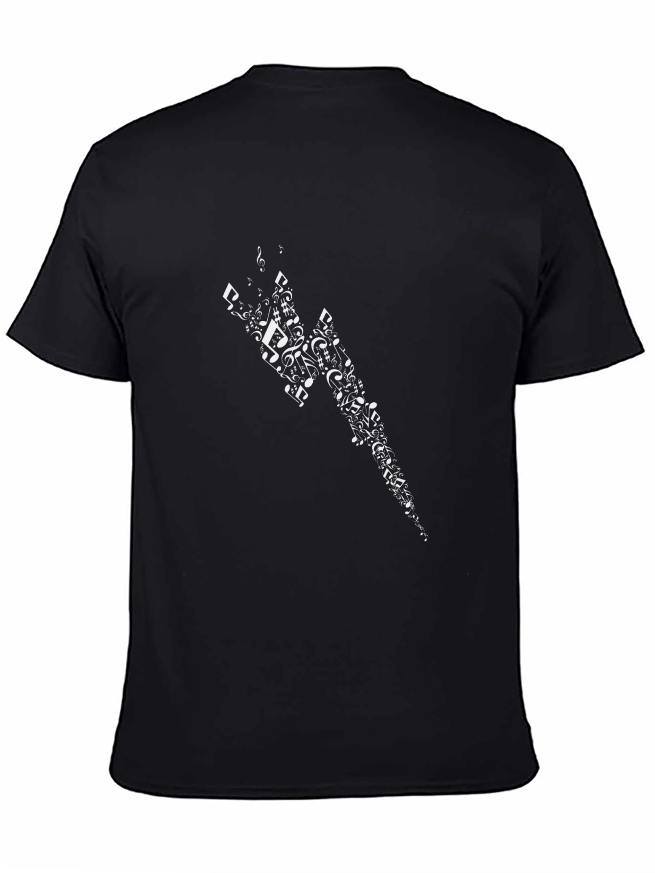 Musical Note Lightning Bolt Black Graphic Tee