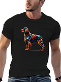 Geometric Dog Graphic Tee - Modern Art Shirt