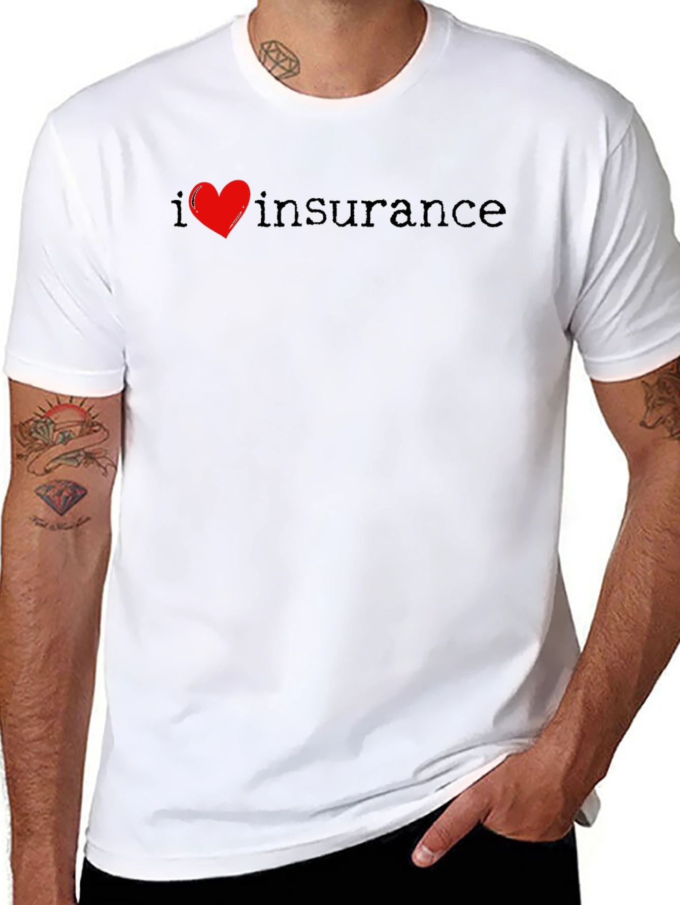 I Love Insurance T-Shirt Black Cotton