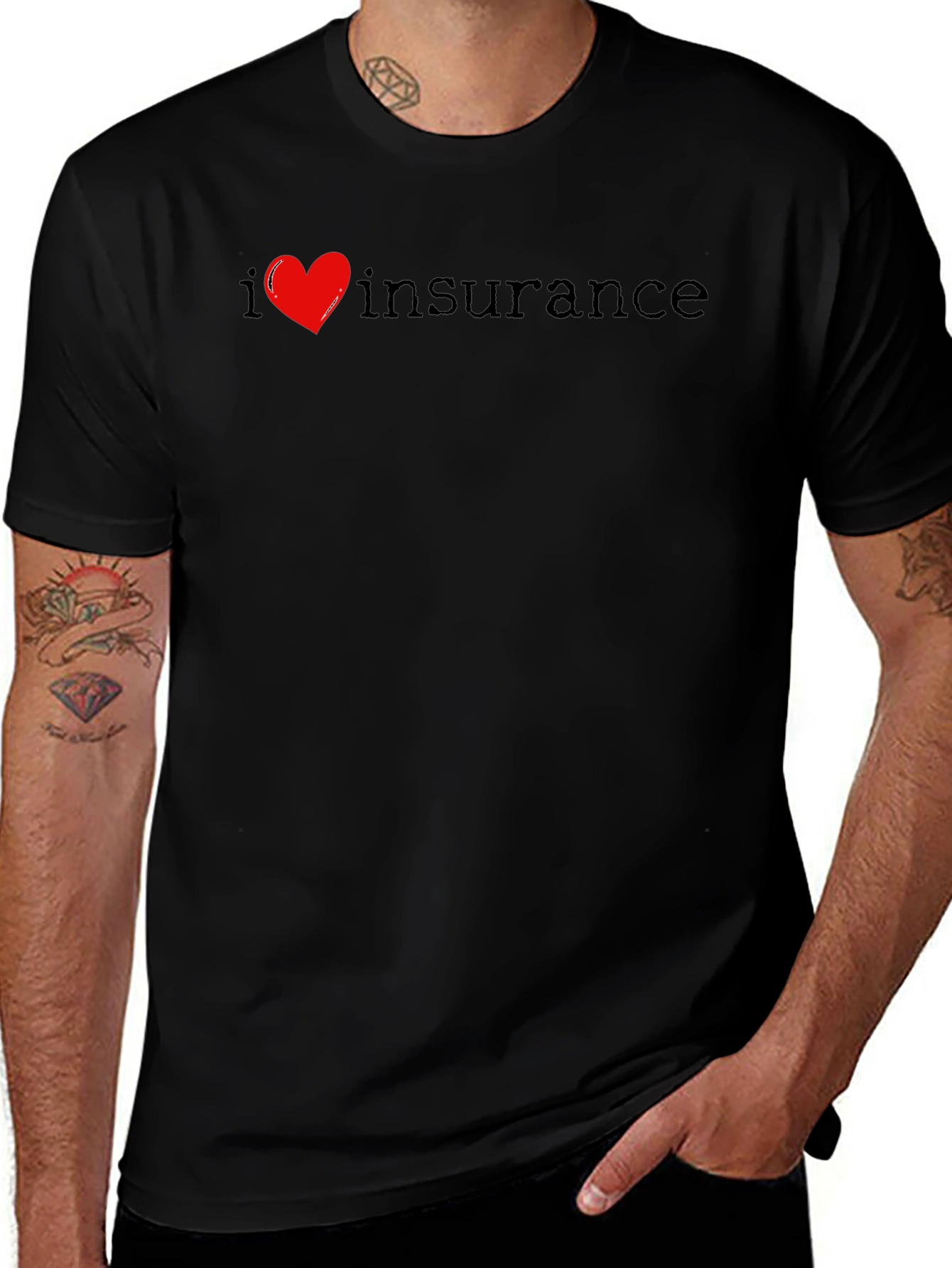 I Love Insurance T-Shirt Black Cotton