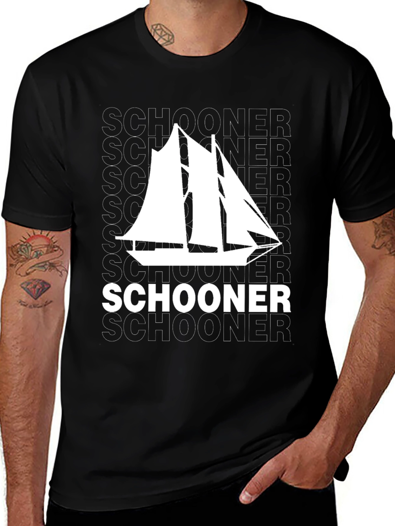 Schooner Sailboat Graphic Tee - Nautical T-Shirt